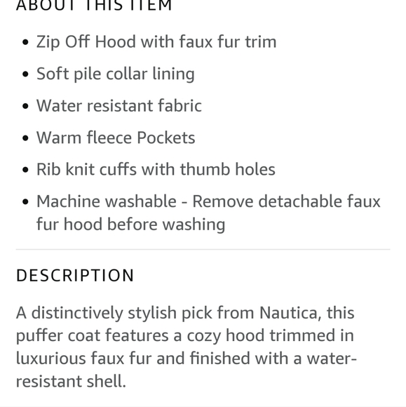 Nautica Jackets With Fur Detachable Hoods Last One Black XS New with Tags - Picture 9 of 15